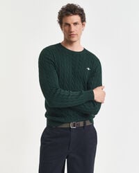Cotton Cable Knit Crew Neck Sweater