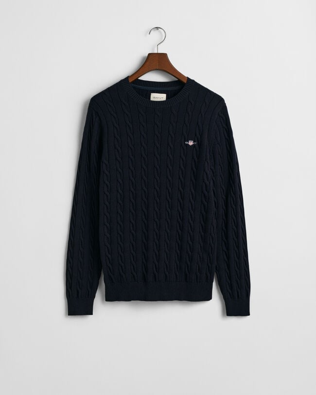Cotton Cable Knit Crew Neck Sweater - GANT
