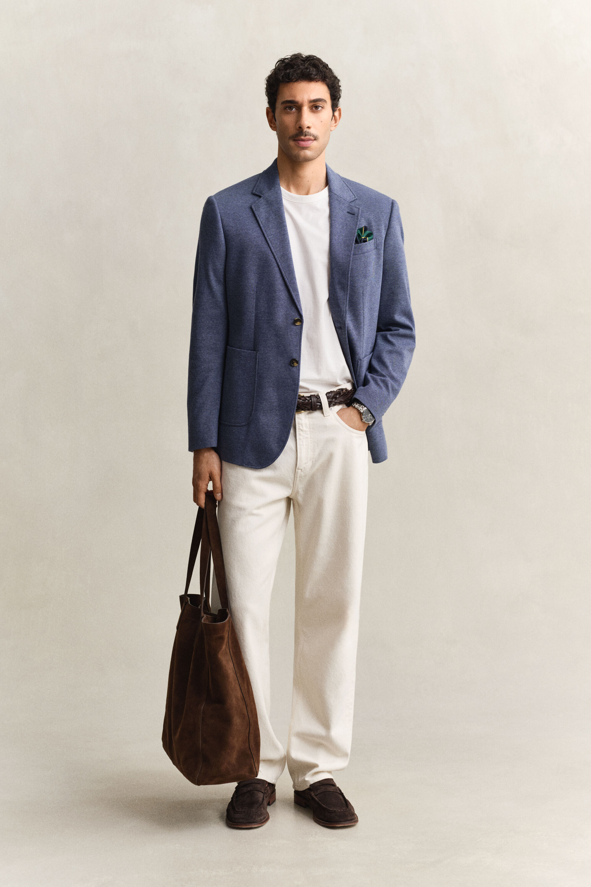 Two-Toned Jersey Piqué Blazer