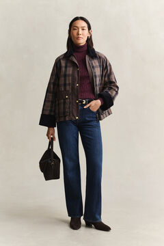 Stretch Cotton Cable Knit Turtleneck Sweater — DARKENED WINE 5