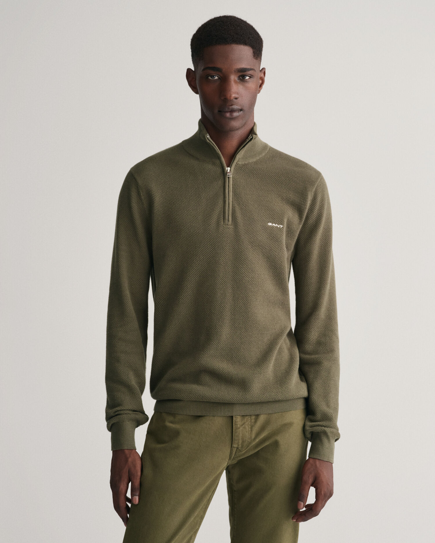 Olive green cheap half zip sweater