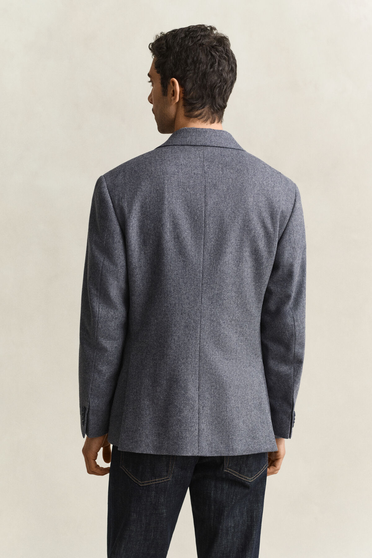 Wool Herringbone Suit Jacket — PERSIAN BLUE
