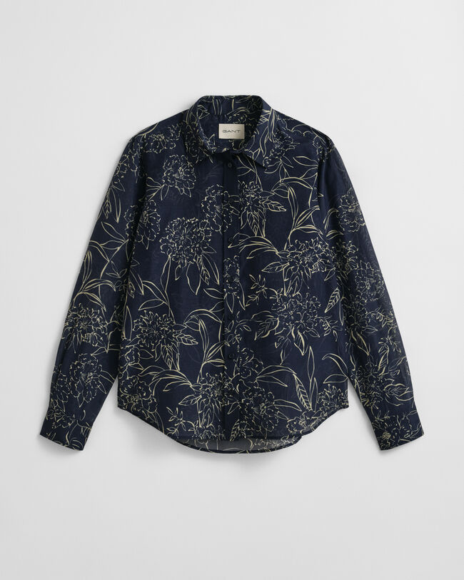 Regular Fit Floral Print Cotton Silk Shirt
