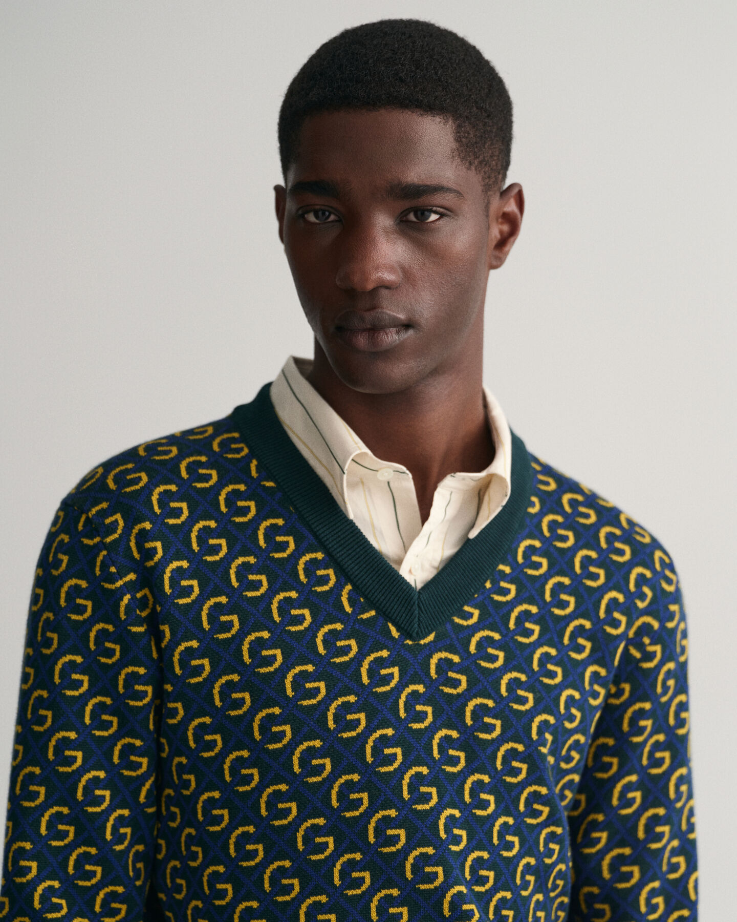 Merino Jacquard V-Neck Sweater - GANT | V-Pullover