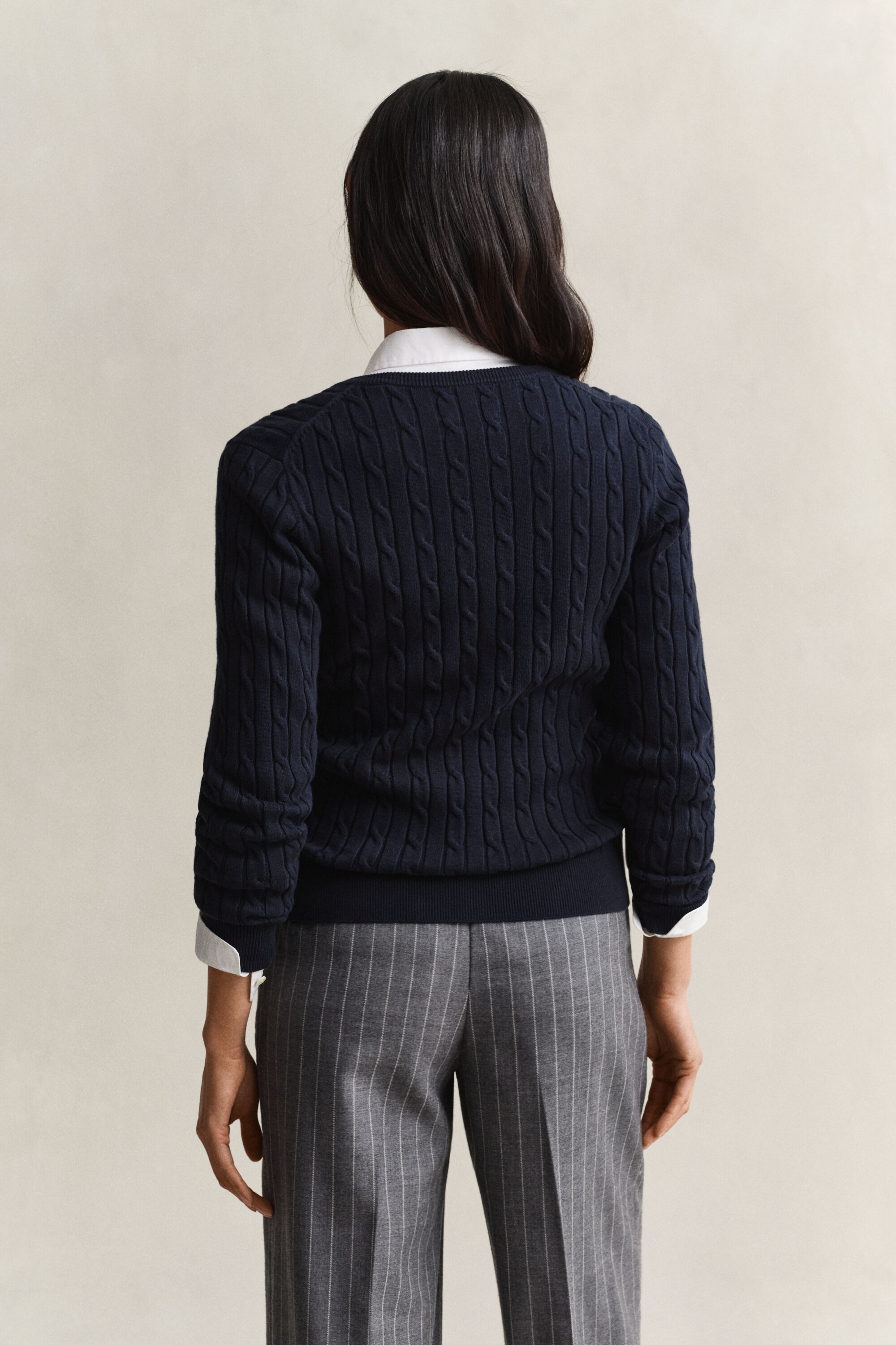 Stretch Cotton Cable Knit Cardigan