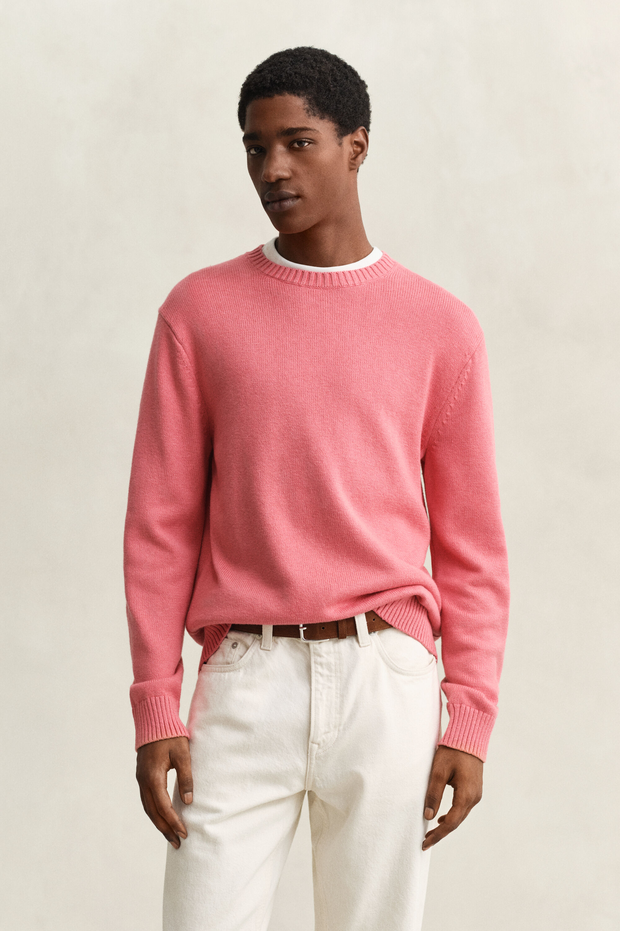 Cotton Blend Crew Neck Sweater
