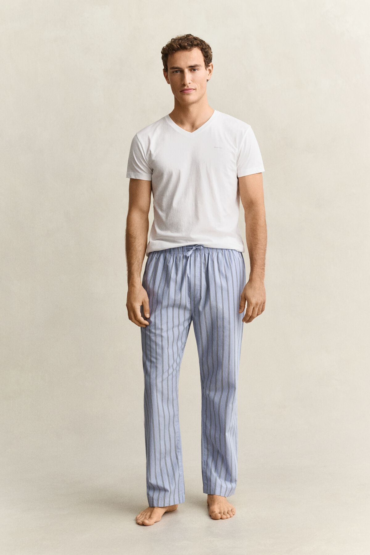 Striped Poplin Pajama Pants — LAVENDER BLUE
