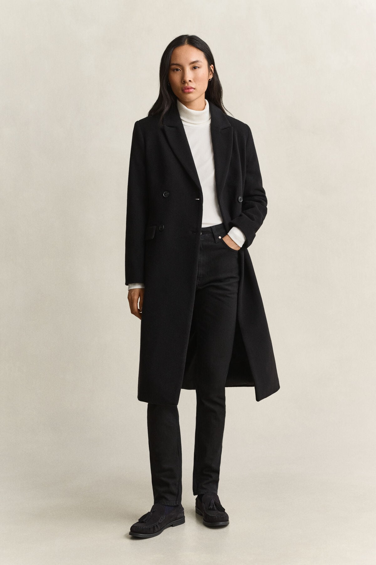 Ribbed Turtleneck Top — EGGSHELL