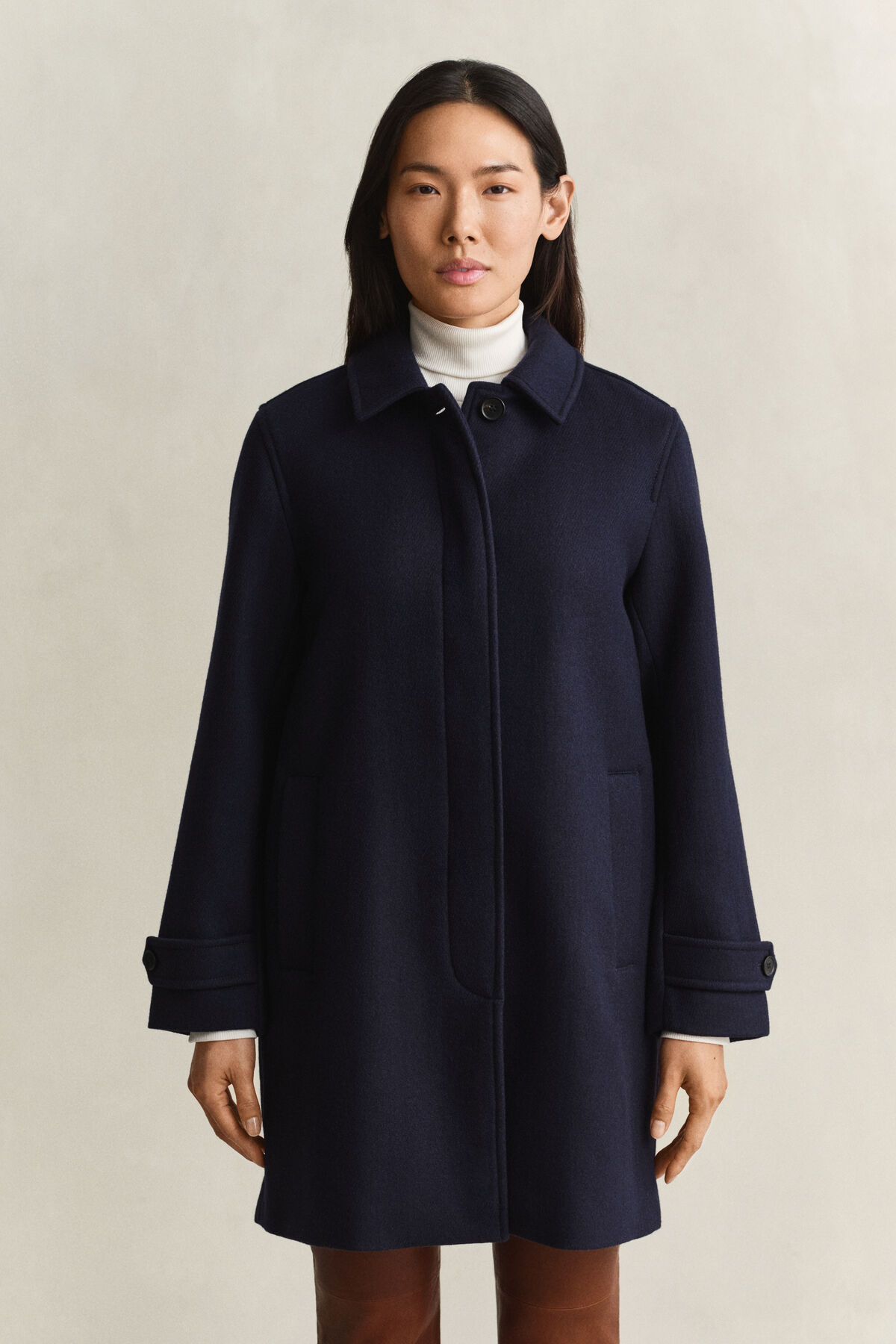 Wool Blend Car Coat — EVENING BLUE