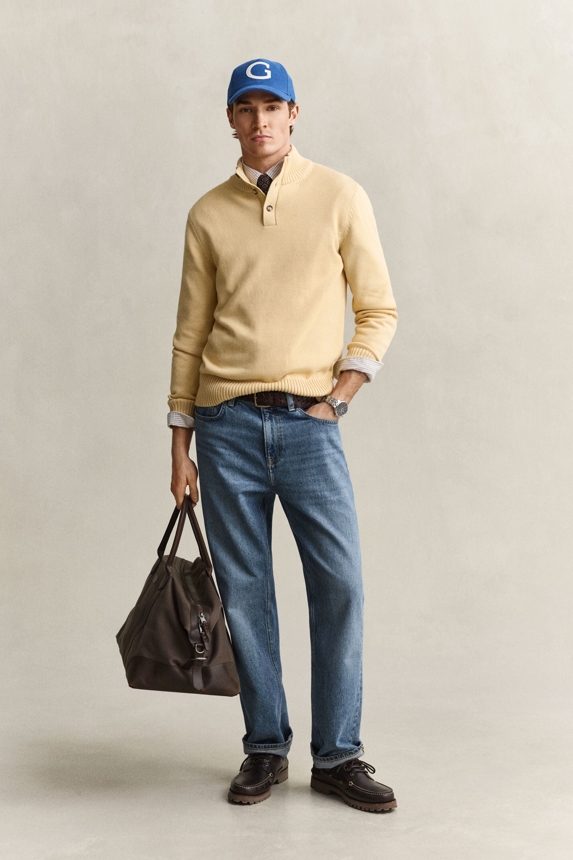 Supima Cotton Buttoned Neck Sweater