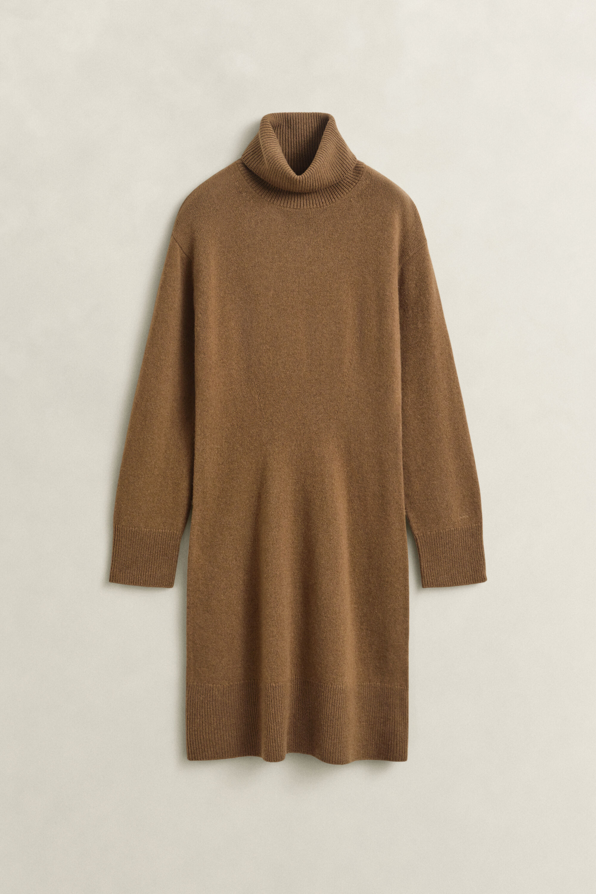 Wool Cashmere Turtleneck Dress — WARM KHAKI