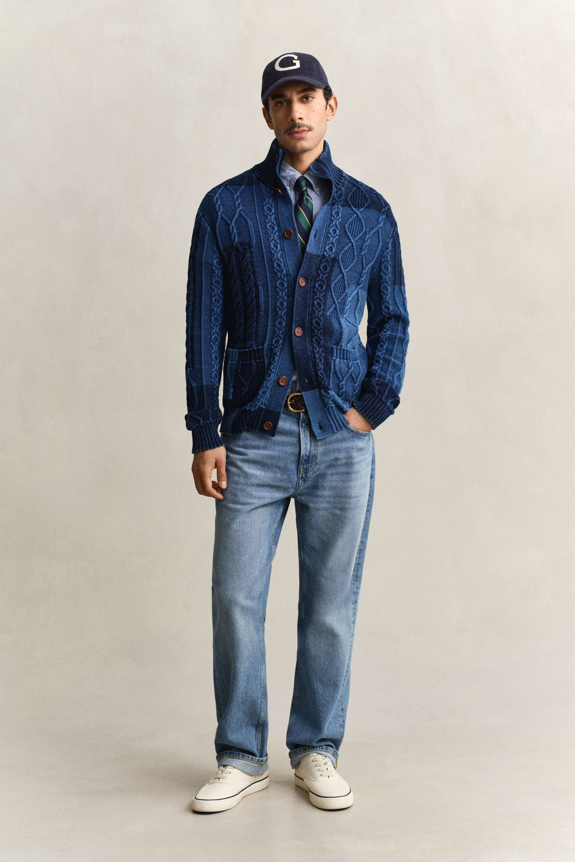 Cable Knit Patchwork Cardigan