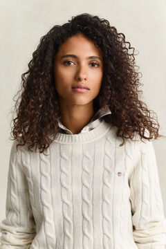 Lambswool Cable Knit Sweater — CREAM 3