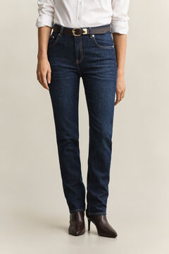 Straight Leg Stretch Jeans — DARK BLUE WORN IN 5