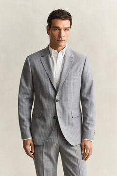 Pinstriped Suit Jacket — GREY MELANGE 7