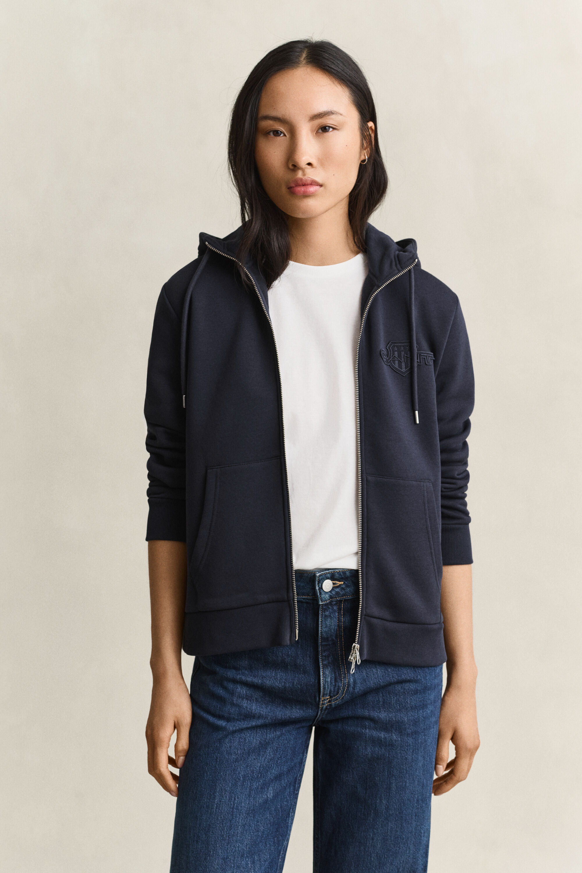 Tonal Shield Zip Hoodie