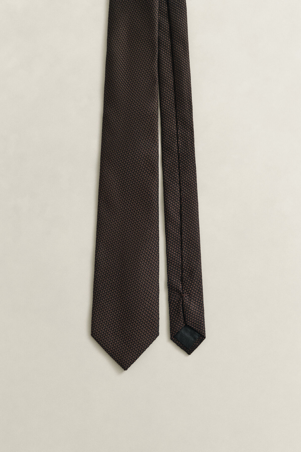 Woven Silk Tie — BLACK BROWN