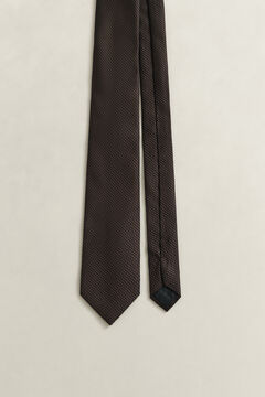 Woven Silk Tie — BLACK BROWN 1