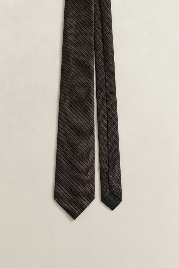 Woven Silk Tie — BLACK BROWN