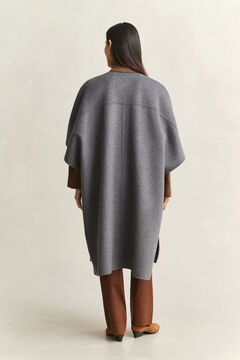 Handstitched Cape Coat — CHARCOAL MELANGE 2