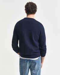 Micro Textured Crew Neck Sweater