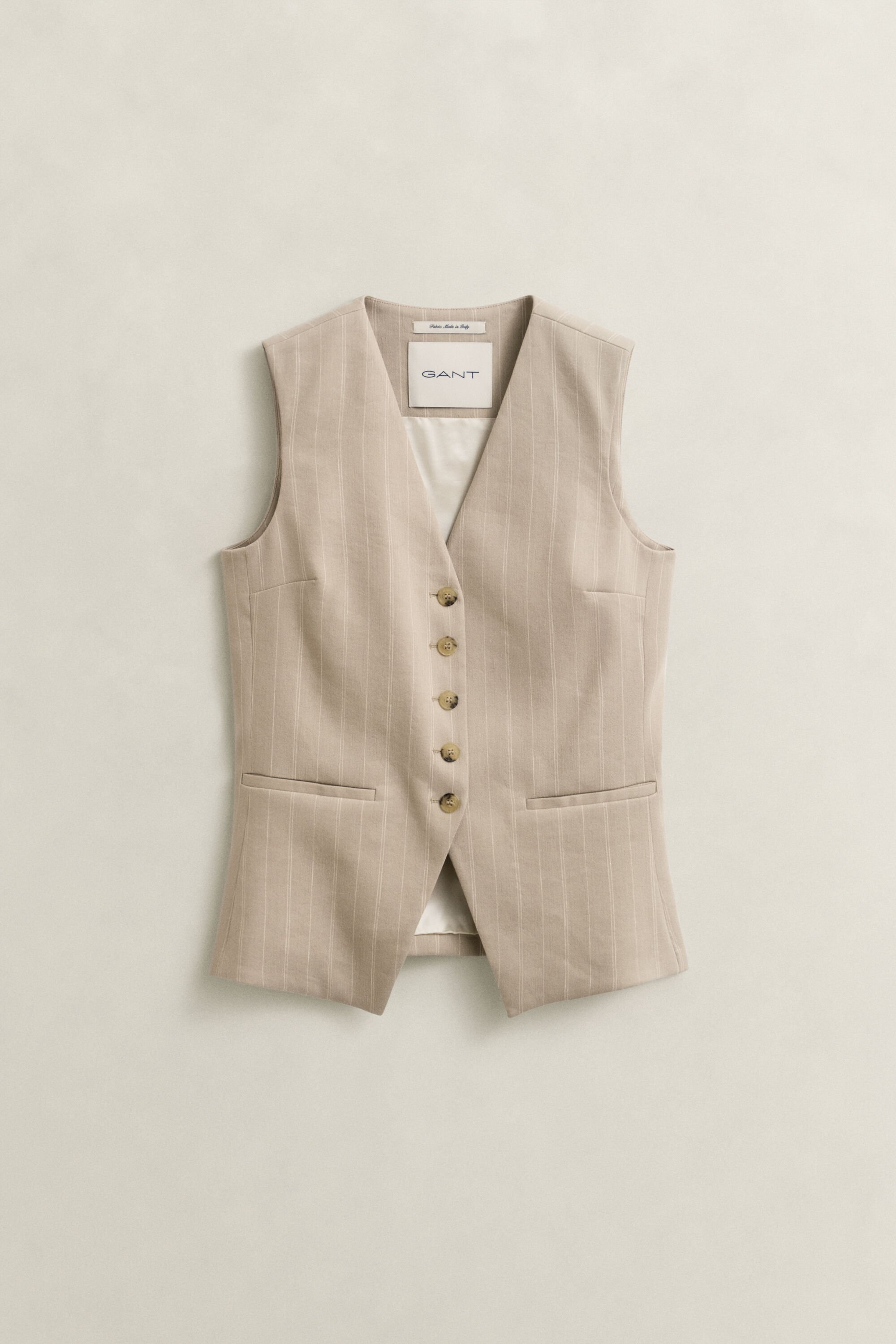 Pinstriped Linen Blend Vest