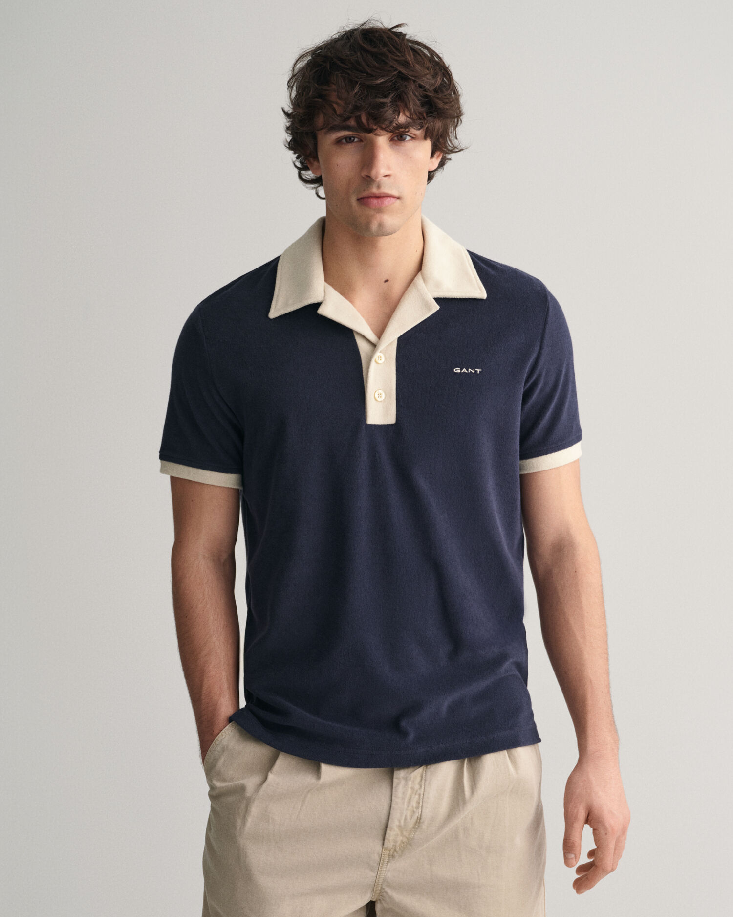 GANT Men's Cotton Linen Striped Long Sleeved Shirt - Rich Blue