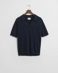 Linen Blend  Short Sleeve Polo Sweater