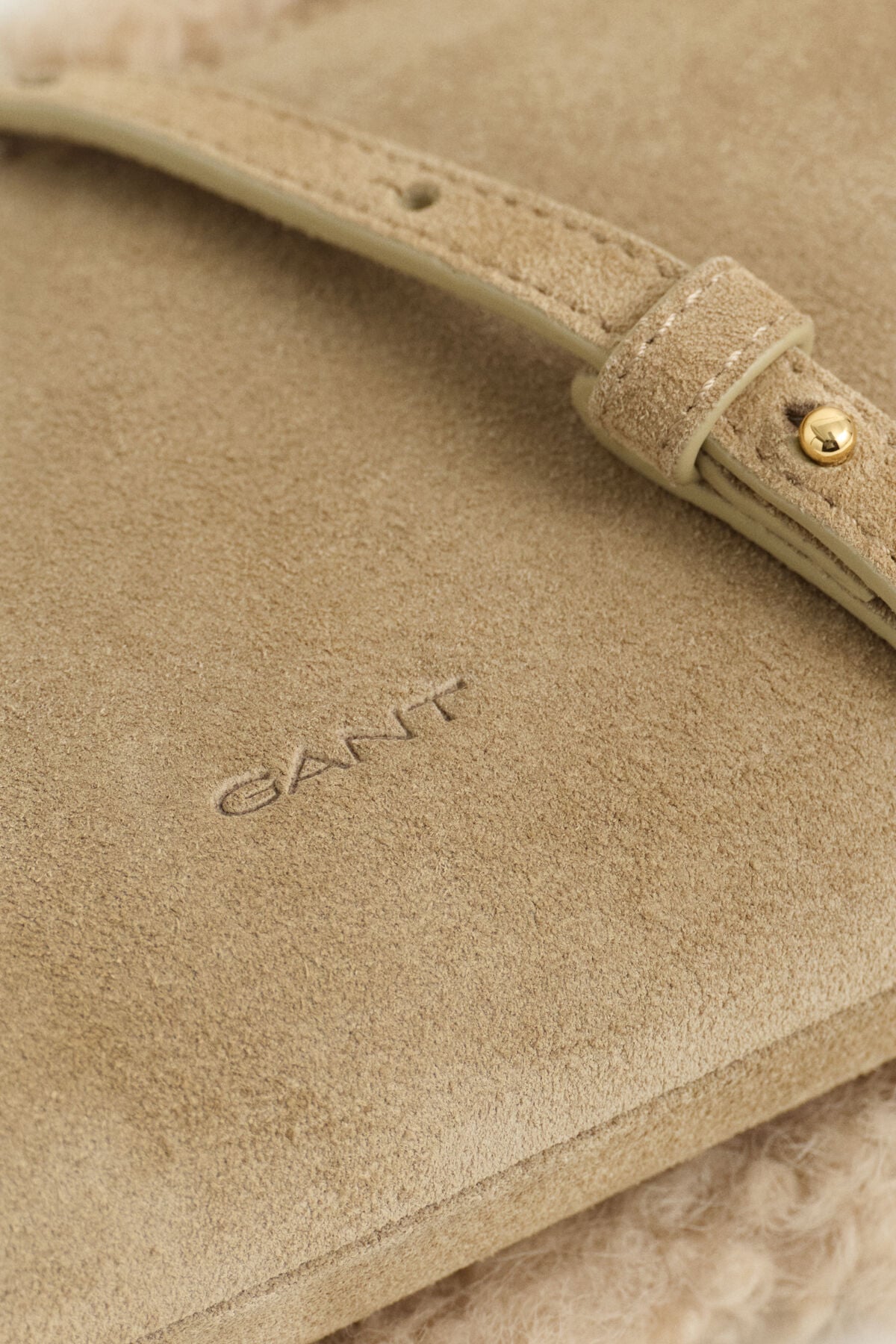 Shearling Clutch — CARAMEL BROWN