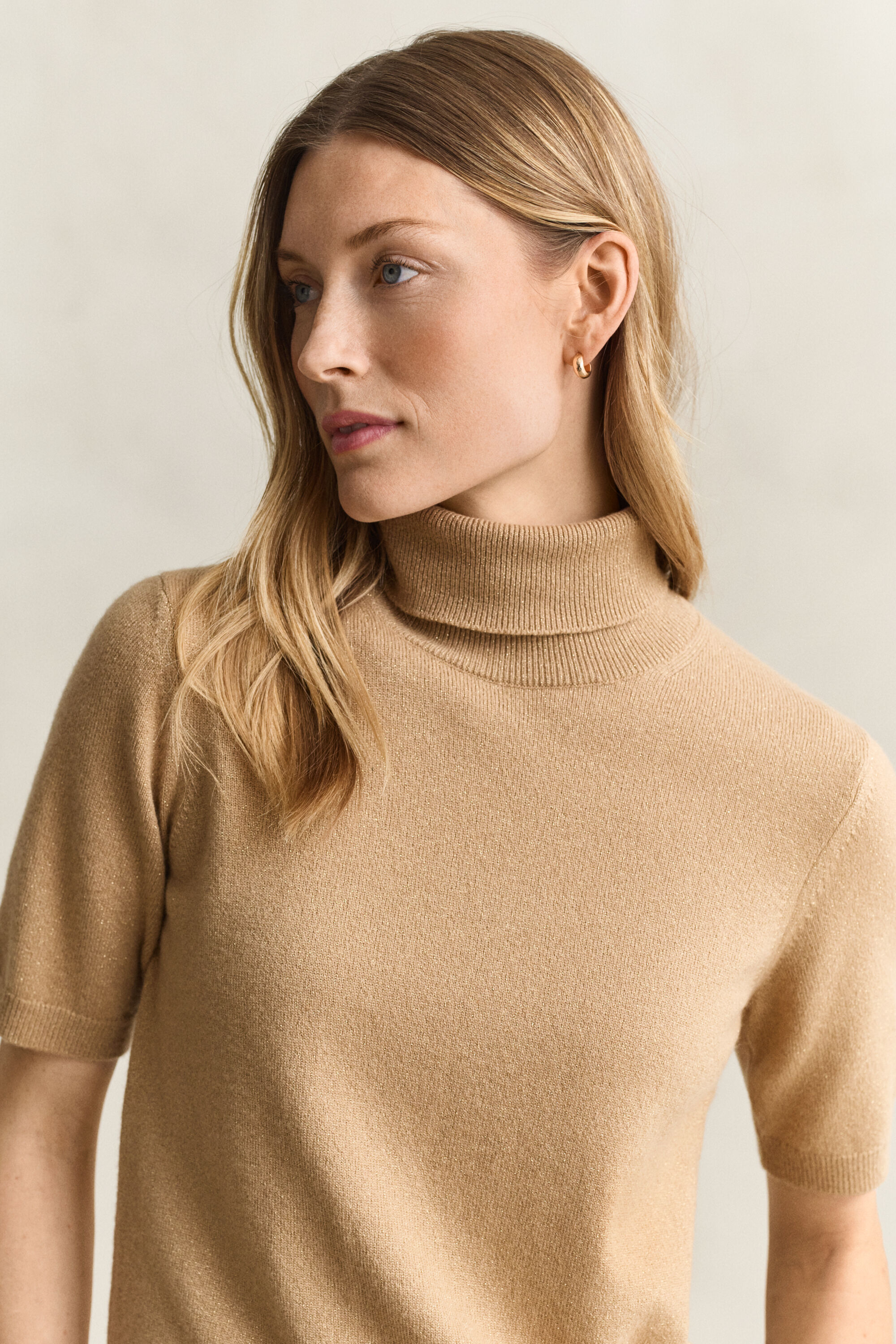 Metallic Wool Blend Turtleneck Sweater