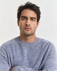 Wool Blend Mouliné Crew Neck Sweater