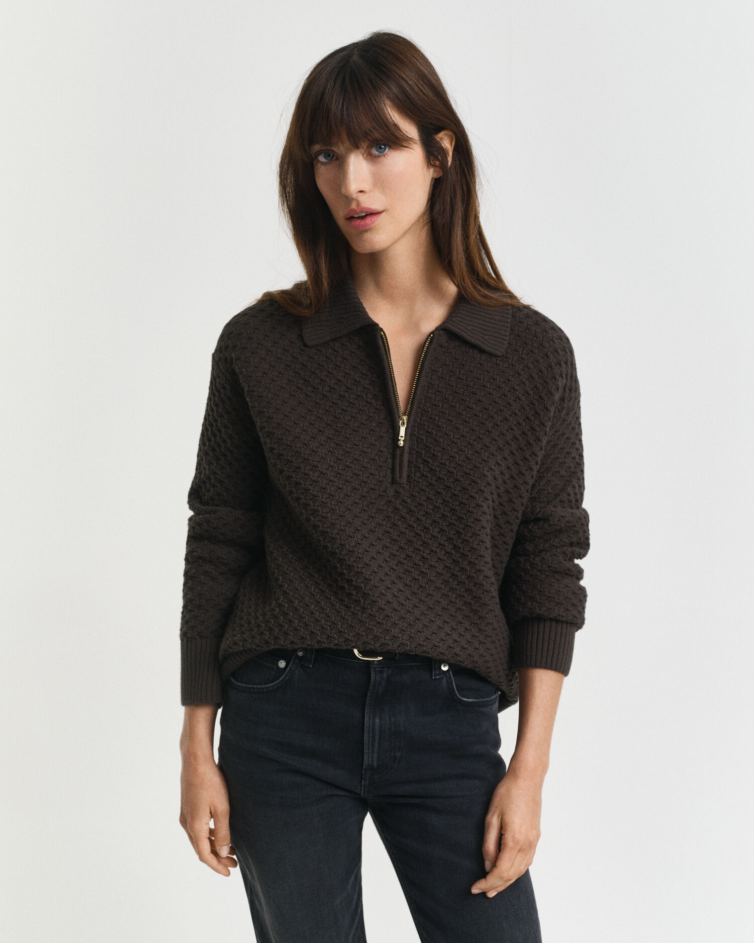 Textured Cotton Half-Zip Sweater - GANT