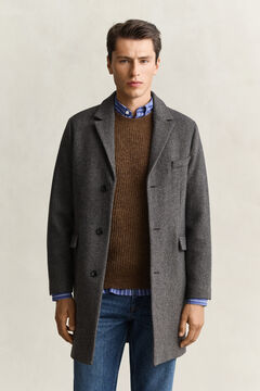 Two-Toned Wool Coat — BLACK GREY 7