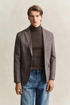 Checked Wool Suit Jacket — LIGHT TAUPE 7