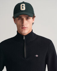 Textured Cotton Half-Zip Sweater