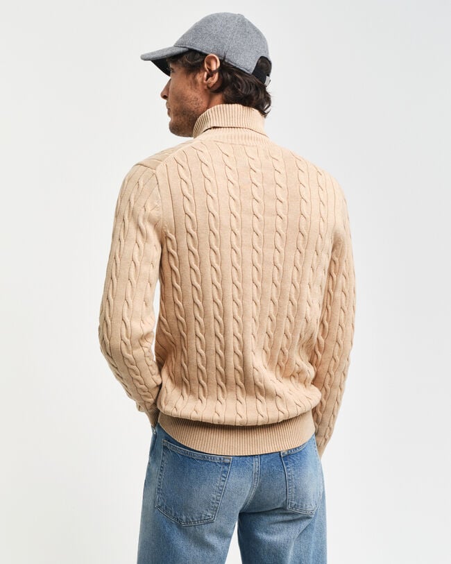 Cotton Cable Knit Turtleneck Sweater