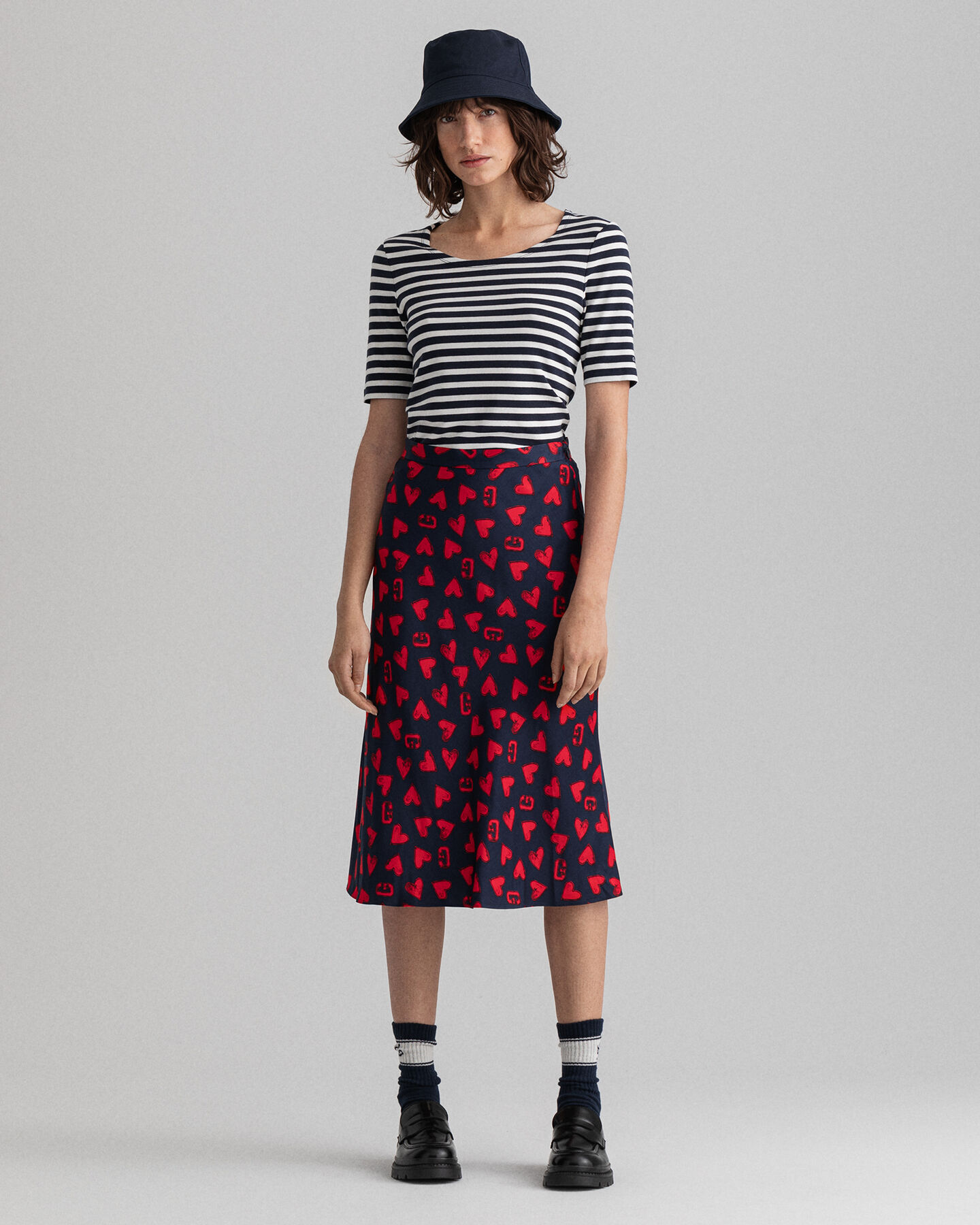 Striped Ribbed Long-Short Sleeve T-Shirt