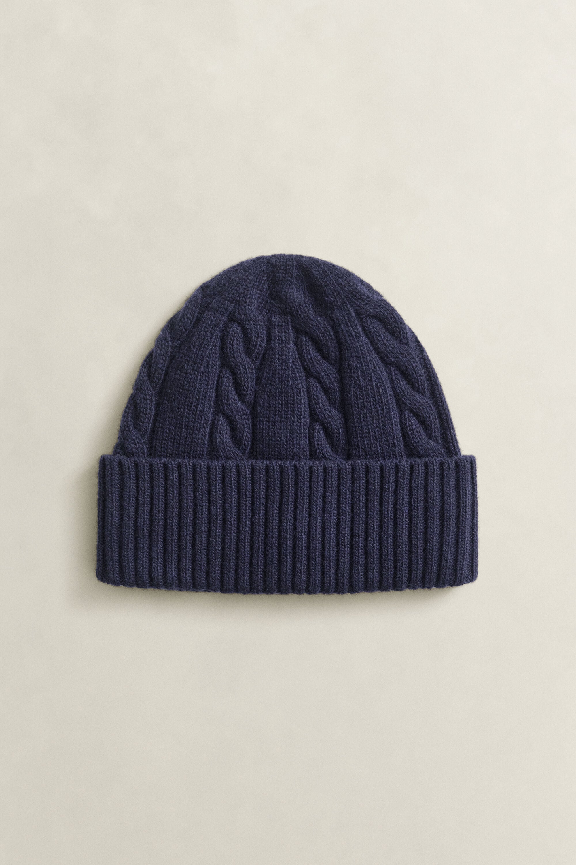 Lambswool Cable Knit Beanie — EVENING BLUE (alternate view)