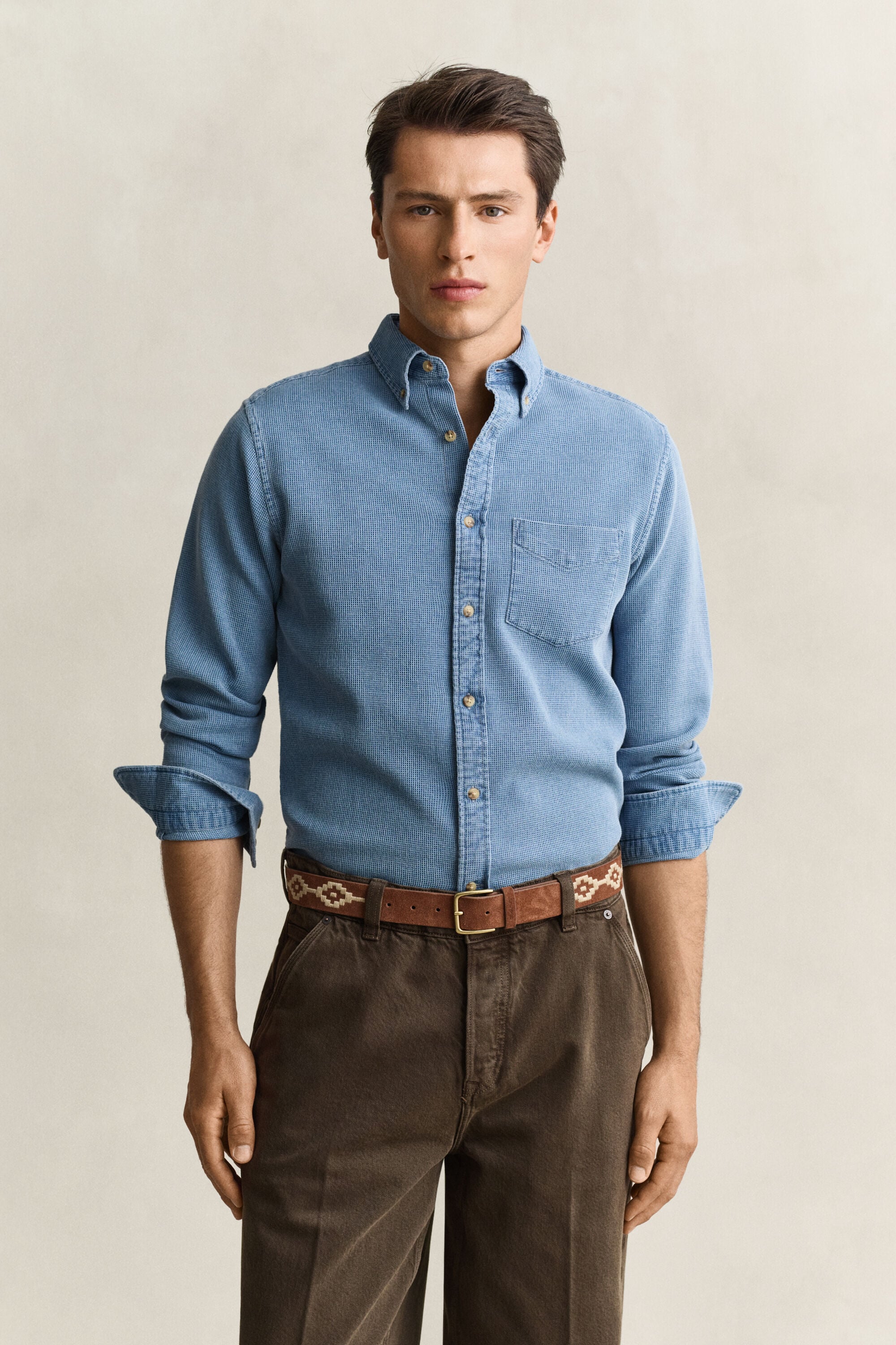 Indigo Waffle Shirt