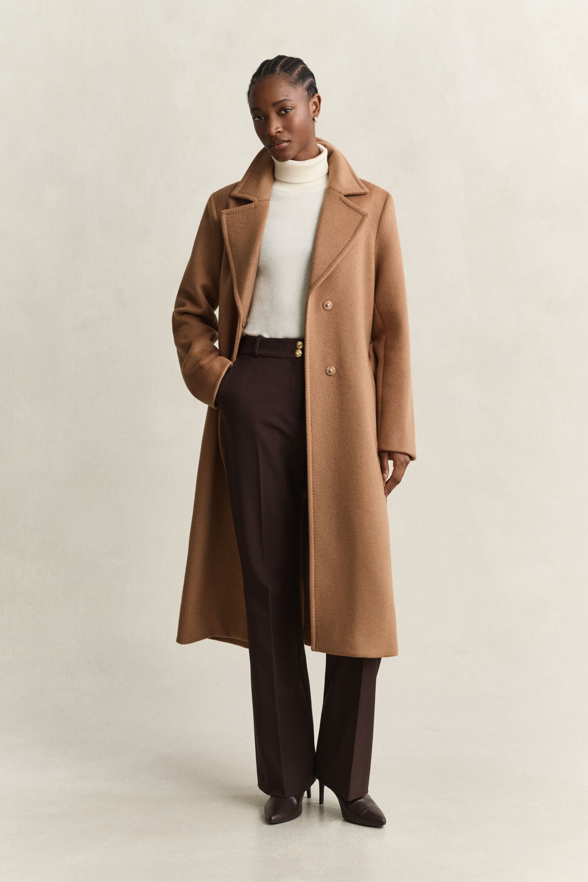 Belted Wool Blend Coat