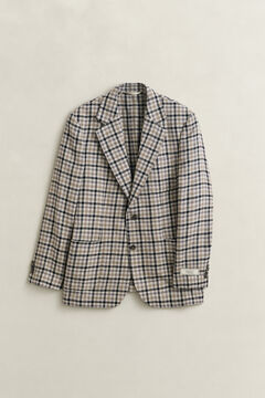 Wool Linen Check Blazer — CREAM 1