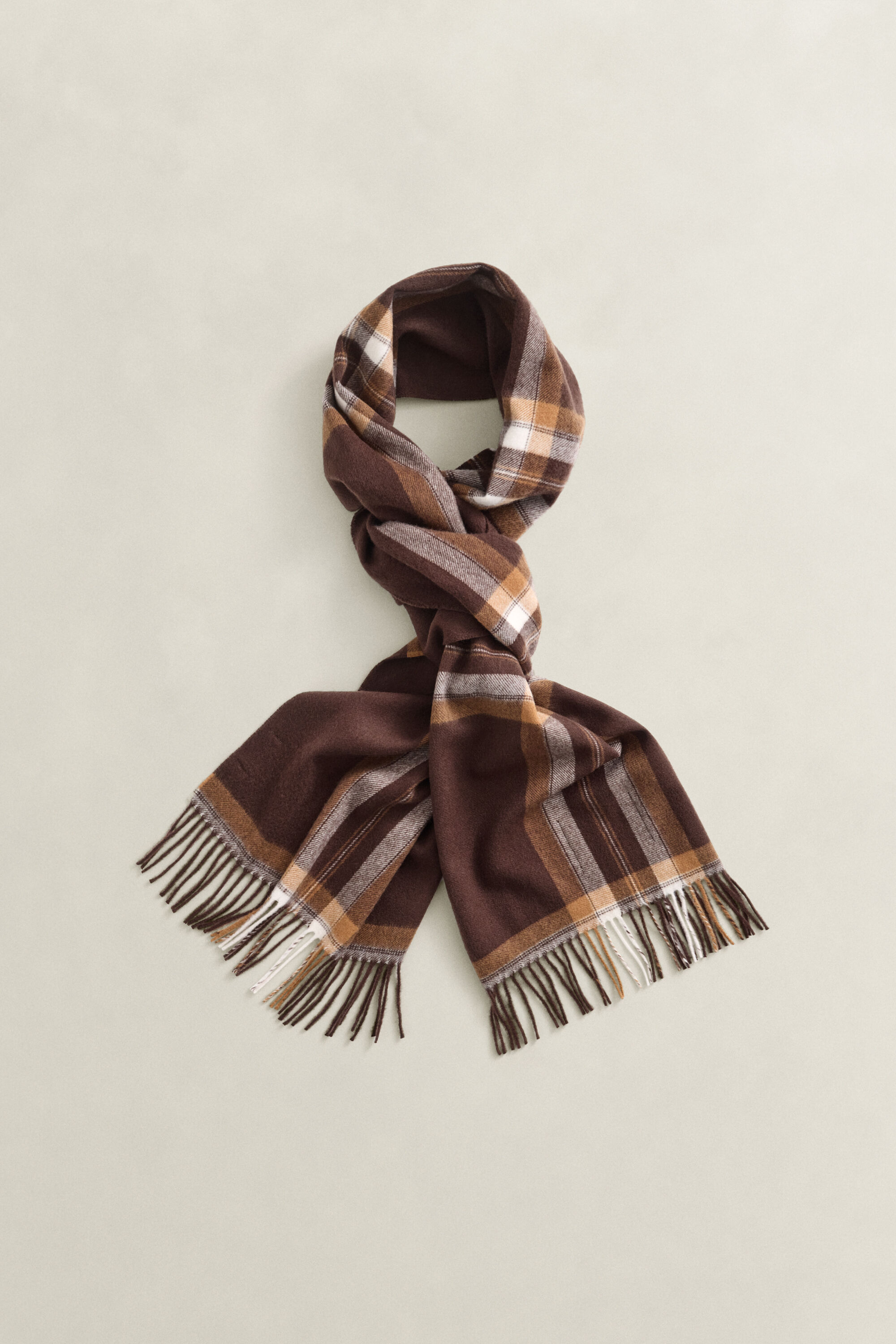 Tartan Wool Scarf — DEEP BROWN