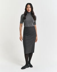 Midi Checked Wool Pencil Skirt