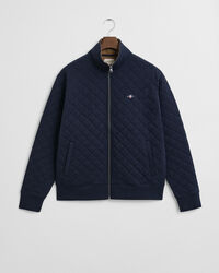 Corduroy Collar Quilted Zip Sweatshirt