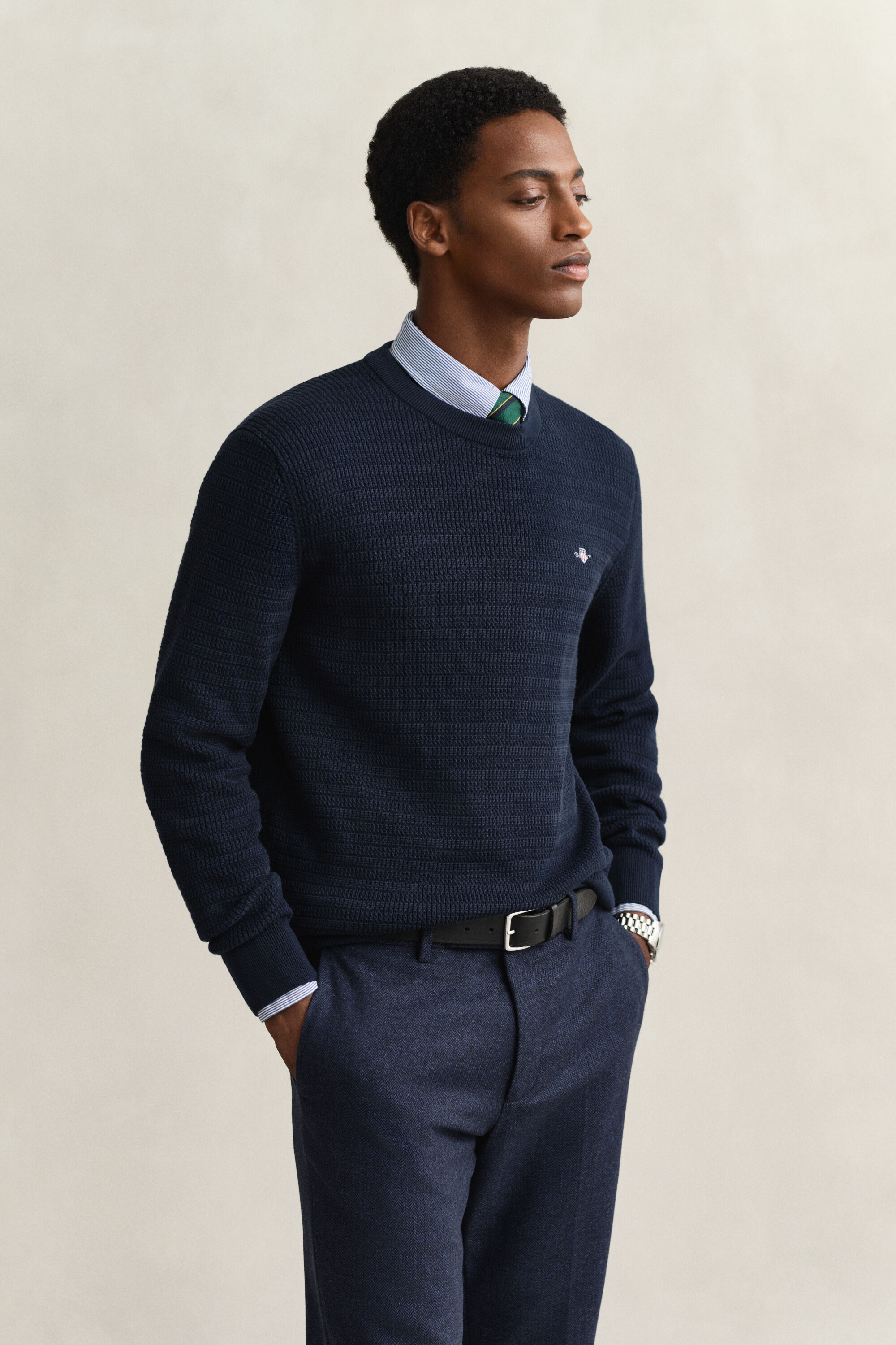 Mini Cable Knit Crew Neck Sweater