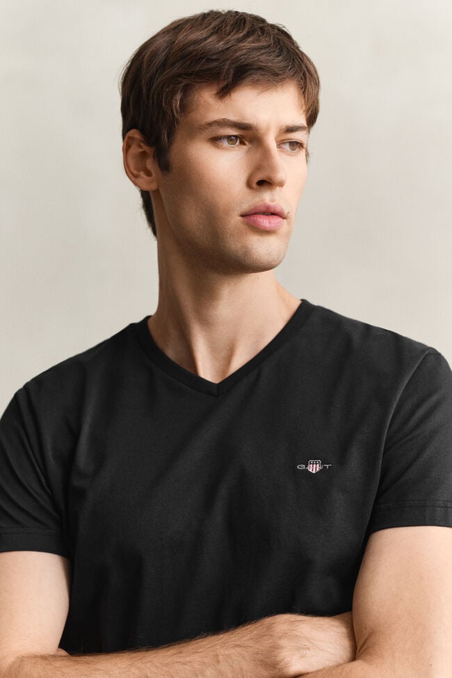 Slim Fit Shield V-Neck T-Shirt