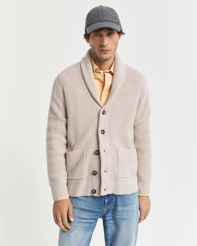 Wool Blend Shawl Collar Cardigan