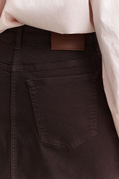 Twill Colored Pencil Skirt — DEEP BROWN 3