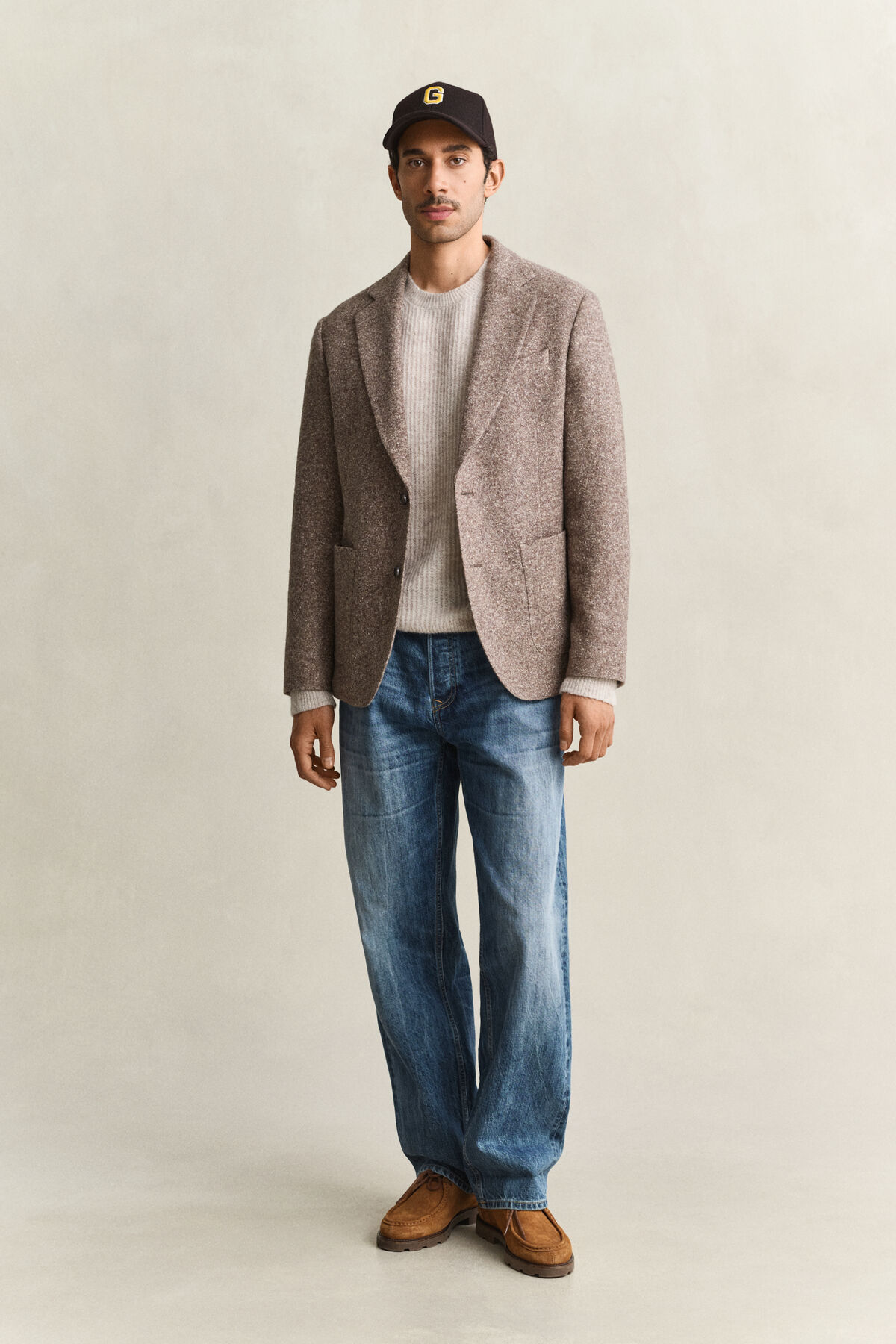 Wool Silk Jersey Blazer — CLAY BEIGE