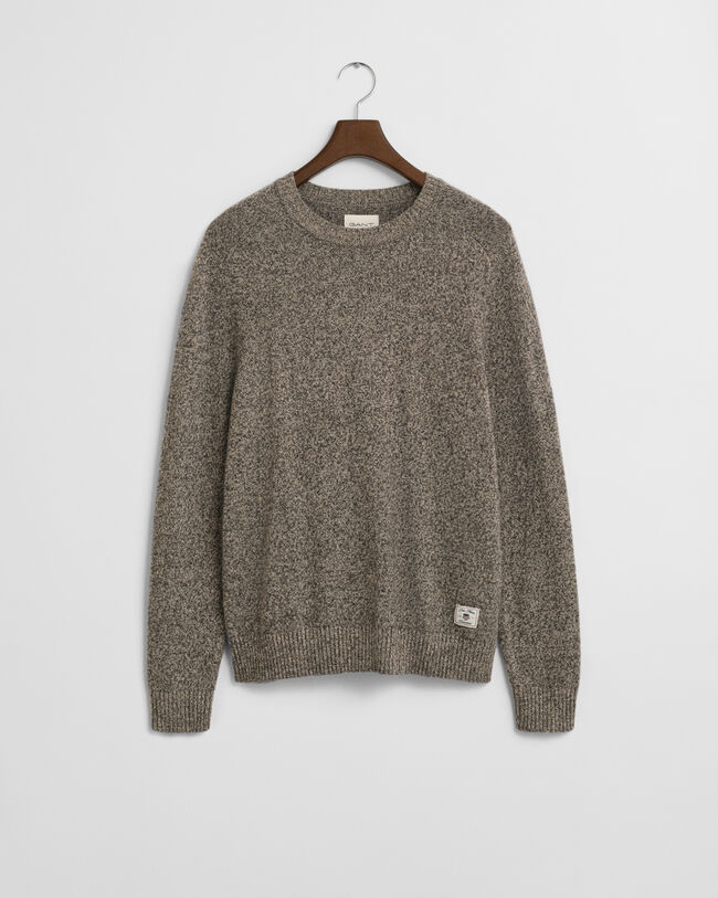 Wool Blend Mouliné Crew Neck Sweater